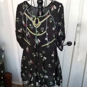 Free People black floral short dress cottagecore
